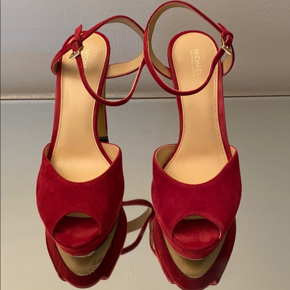 Michael Kors Red Suede Platform Heels